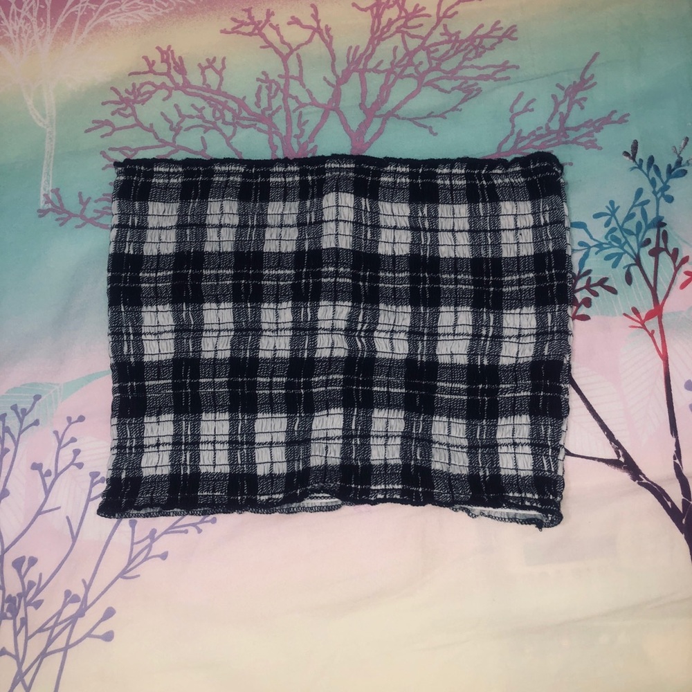 HOLLISTER cropped plaid tube top